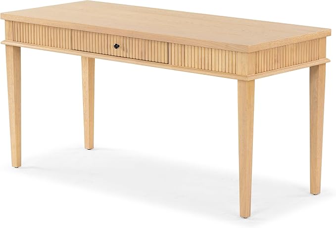 SAFAVIEH Couture Collection Shelbie Oak Brown &amp Black 1-Drawer Reeded Computer Table Office Writing Desk