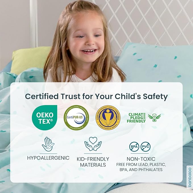 BANBALOO | Bed Bumper for Toddlers - Premium Model | XL Bed Barrier with Mattress Cover | Toddler Bed Bumper | Easy Setup and Quick Installation | Queen King Twin Full-Size Bed | Foam and Cotton