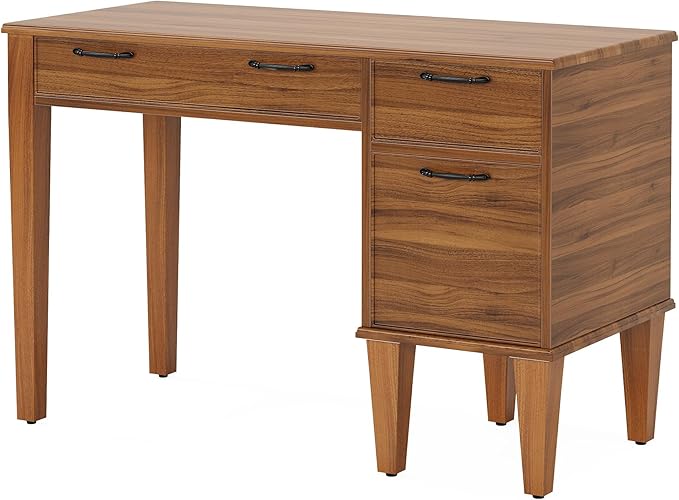 Tribesigns Farmhouse Computer Desk with 3 Drawers 47 Office Desk with File Storage Writing Table for Home Bedroom Study Room Brown