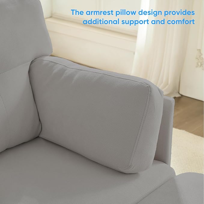 PUREMIND Sectional Home Sofa Living Room Modern U-Shaped Sofa Couches with Double Chaise Upholstered 4 Seater Sofa for Living Room Apartment Light Grey