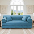 KEIKI 78 2Seat Sleeper Corduroy Sofa Couch for Beach House Small Space Family Friendly Homeowners Warm Inviting Comfy Supportive Rest Space Elegant Premium Premium Design Azure