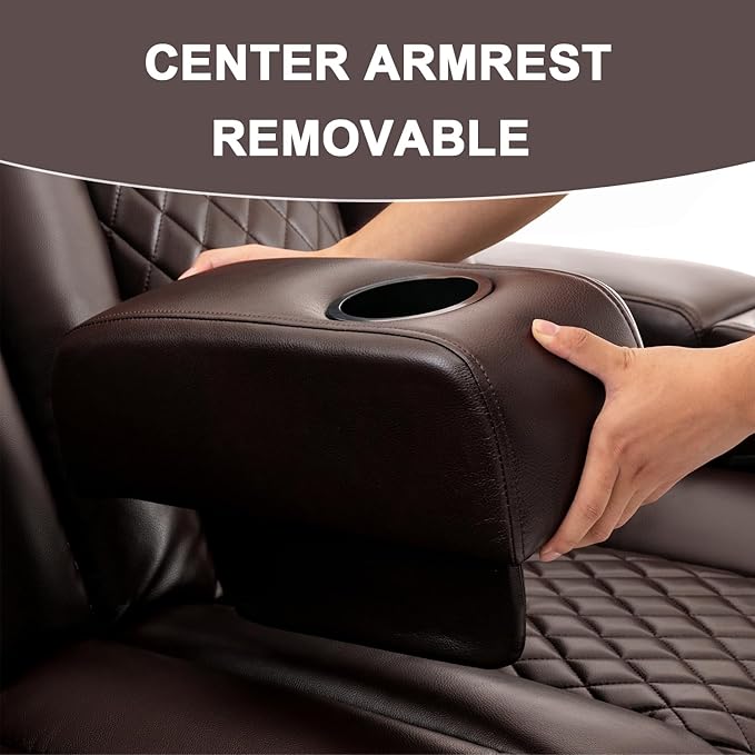 Loveseat Recliner Recliner Sofa with Cup Holders and 2 Pillows Wall Hugger Recliners &amp 135° Reclining Loveseat (Brown PU Leather Furniture)