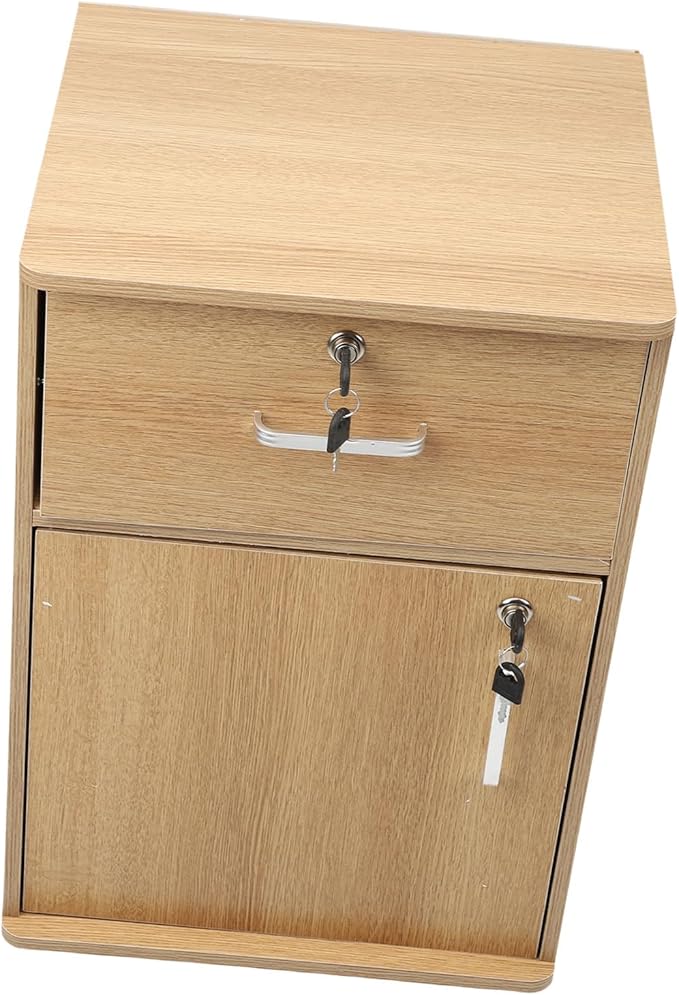 Under Desk Mobile File Cabinet Enhanced Security Mobile File Cabinet Stylish Appearance Easy Mobility for Office (Oak Color)
