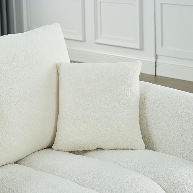 Antetek Set of 3 Teddy Sofa for Living Room Modern 2 Units Deep Seat Sofa Chairs and an Oversized 3-Seater Cloud Boucle Couch for Bedroom Office Apartment Furniture Set Beige (3 Pieces)