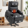 Power Lift Recliner Sofa Chair Electric Stand Assit for Elderly People Leather Reclining Chair with Cup Holders Massage &amp Heat Functions Living Room or Bedroom Furniture for Resting Black