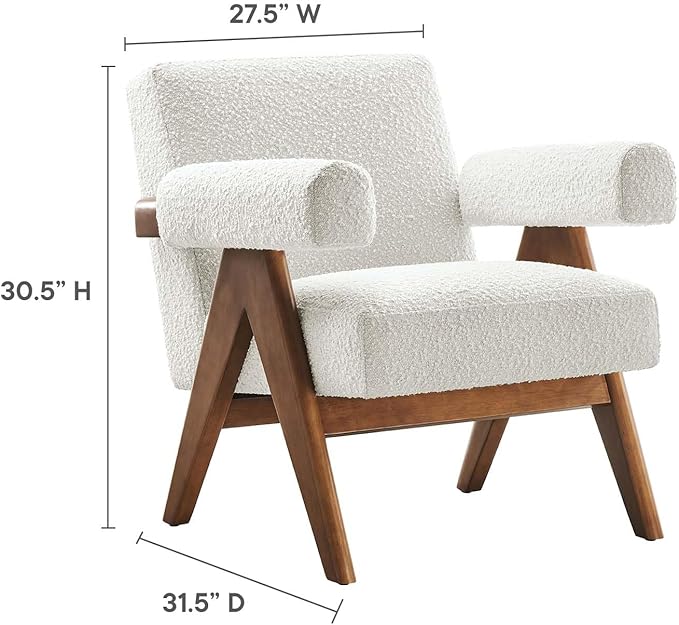Modway EEI-6502-IVO Lyra Boucle Fabric Armchair Ivory