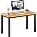 DlandHome Small Computer Desk Home Office Table Writing Desk Study Table Gaming Desk Workstation (39 inch Wood Teak)