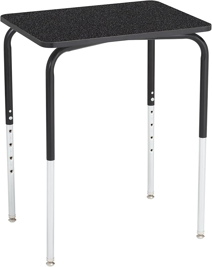 Learniture Adjustable Height Collaborative Student Desk Without Book Box Graphite Nebula Top (Set of 2)