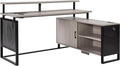OSP Home Furnishings Ace Contemporary Modern Home Office Desk with Shelf L-Shape with Grey Taupe Finish