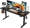 YIHAYO Electric Standing Desk 63 x 24 Inches Stand Up Desk with Splice Board Adjustable Height Desk Computer Desk for Home Office Black Frame/Black Top