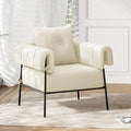 Furniliving Modern Accent Chairs Comfy Chairs with Pillow Lounge Chair Reading Chair for Living Room Upholstered Bedroom Arm Chair with Metal Frame Armchair Soft Cushion Corduroy Beige