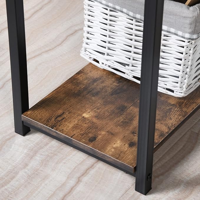 FurnitureR Home Office Desk Wood Top L47.2 Contemporary Writing Table with 4 Storage Shelves for Home Office Study Living Room Computer Desk Brown&ampBlack