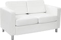 Office Star Pacific Loveseat with Padded Box Spring Seats and Silver Finish Legs Dillon Snow Faux Leather