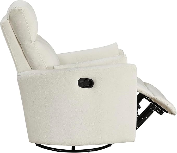 Lexicon Modern Swivel Glider Recliner Chair - Quiet 360 Swivel Chair Durable Microfiber Upholstered 2 Pillows Manual Reclining for Living Room Small Spaces Nursery Apartment Bedroom Beige