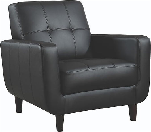 Coaster Home Furnishings - Aaron - Upholstered Track Arm Tufted Accent Chair with Black Upholstery Foam Cushion and Tapered Cappuccino Legs - Living Room - Black - 900204