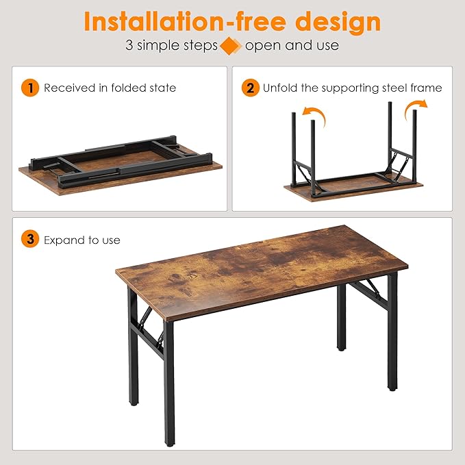 Need 47 inches Computer Desk Office Desk Folding Table with BIFMA Certification Computer Table Workstation Rustic Brown AC5FB-120