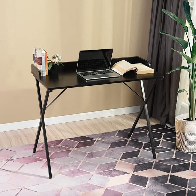 FurnitureR Office Desk Simple Style Writing Table Computer Study Desk with Baffle Home Office PC Laptop Table 39.4 Inches Black