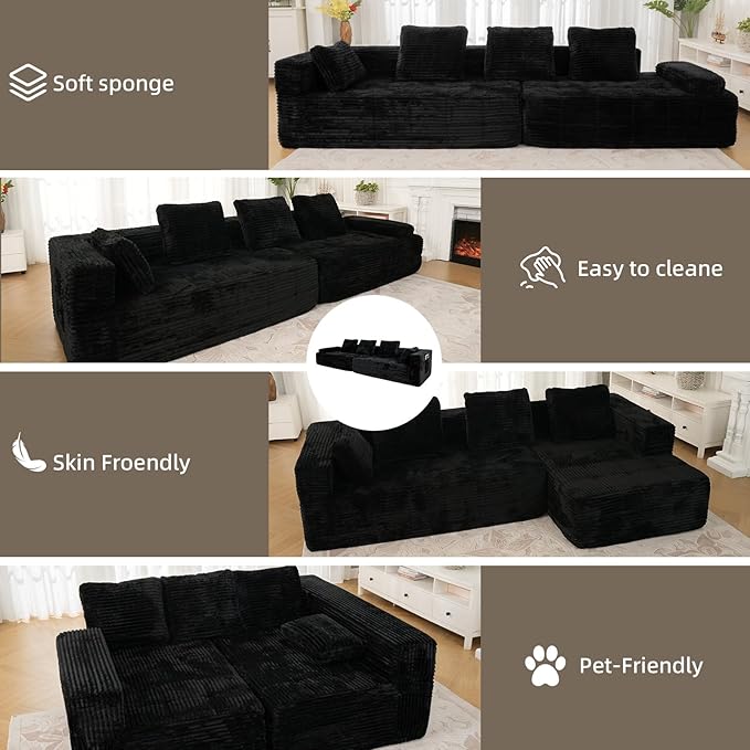 126 Modular Sleeper Couch Sectional Couches for Living Room Ergonomic Memory Foam Sleeper Sofa Oversized Loveseat Sofa Bed Bedroom Apartment Office | Ergonomic No Assembly Required