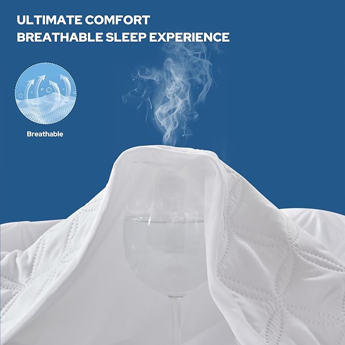 BEDLORE Waterproof Mattress Protector Queen Size Noiseless Mattress Pad with Deep Pocket Fitted Up to 6-18 inches Soft Noiseless Bed Mattress Cover Washable for Home Bedroom Hotel (White)