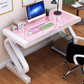 Tempered Glass Computer DeskModern Office Desk with Glass Top &amp Z-Shaped Metal FrameSturdy Writing Desk Table Study DeskGaming Desk Computer Desk for Home Office Workstation