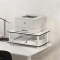 Furinno JUST Printer Stand with Storage 2-Tier Under Desk Printer Stand Printer Table for CPU Office Supplies Home Office White