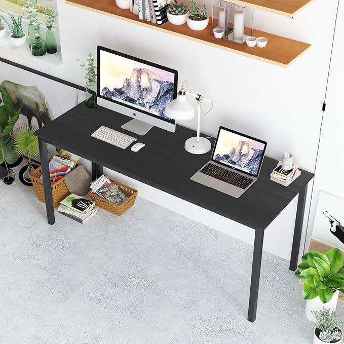 SogesPower 63 inches Computer Desk Study Table PC Laptop Office Desk Workstation for Home Office Black