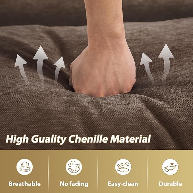 71 Modular Sofa Couch Comfy Chenille Loveseat Sofa Modern Recliner Couch with Deep Seats and Wide Armrests for Living Room(Brown Square backrest)