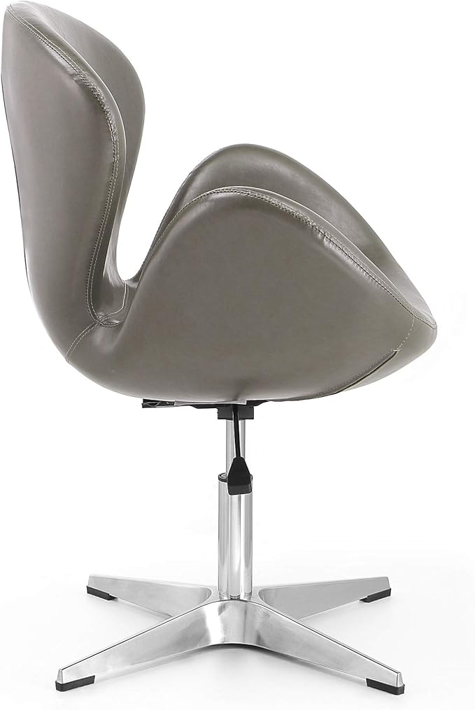 Manhattan Comfort Raspberry Adjustable Swivel Accent Chair Set of 2 with 360° Turn Polished Chrome Base Modern Retro Design Ideal for Living Room and Home Office Pebble Faux Leather