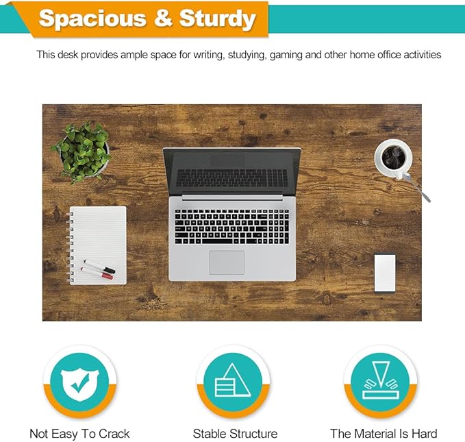 BestOffice Computer Desk Home Office Desk 39 inches Gaming Desk Multi-Function Writing Table Student Art Modren Simple Style PC Wood and Metal Desk Workstation for Small Space Vintage