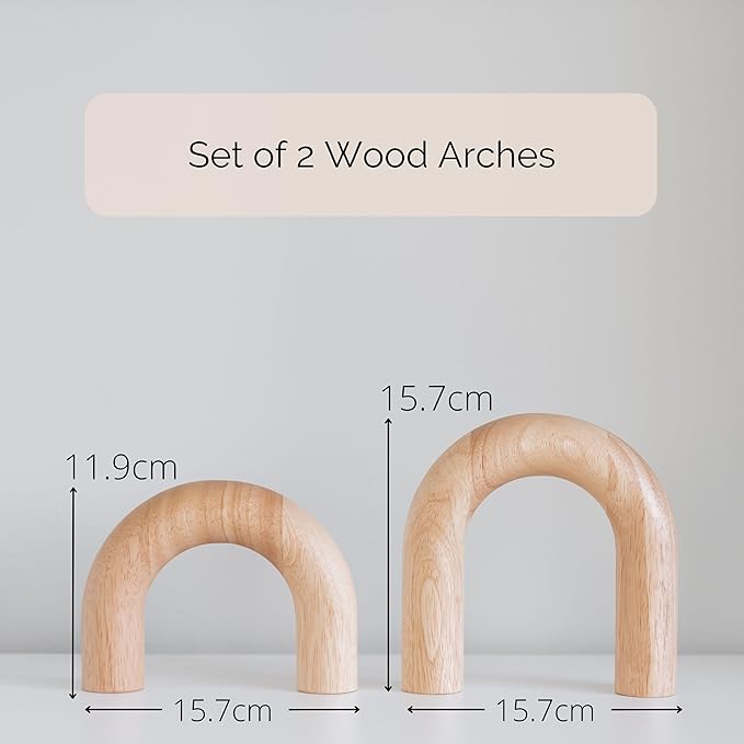 Wood Arch Decorative Objects - Modern Bookshelf Decor Coffee Table Sculpture Floating Shelf Decor Accents Japandi Home Decorations for Side Console and Entryway Table