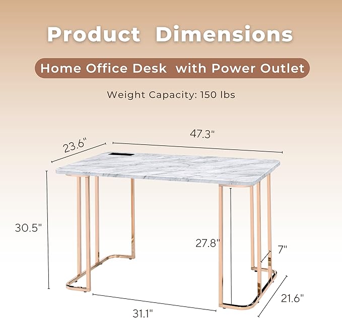HOMES: Inside + Out Sevehills Modern Metal 48 in. Writing Desk with USB Port for Home Office Black