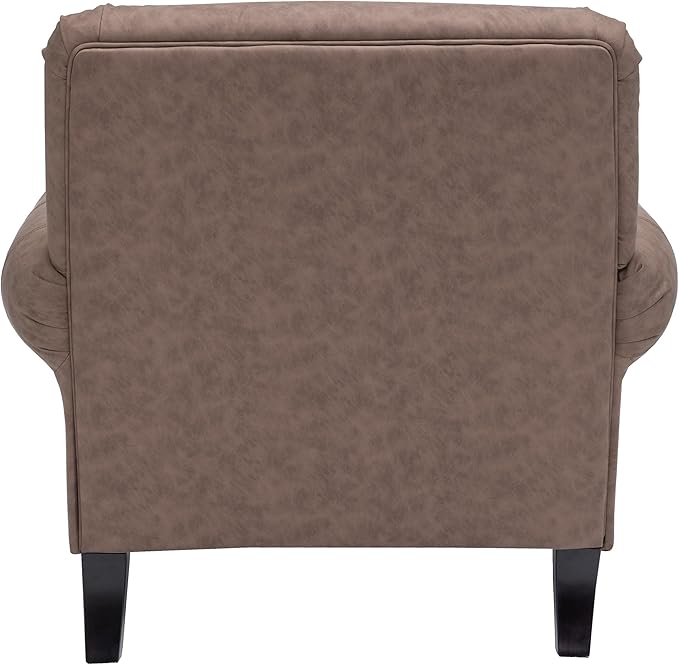 Accent Chair22.4 Seat Depth Armchair with Roll Arms36.6W*34.3D*34.6H Living Room ChairWood LegsSet of 1Faux Leather in Taupe
