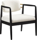 Ball &amp Cast Modern Accent Chair Upholstered Club Chair Comfy Side Armchair with Wooden Frame Ivory