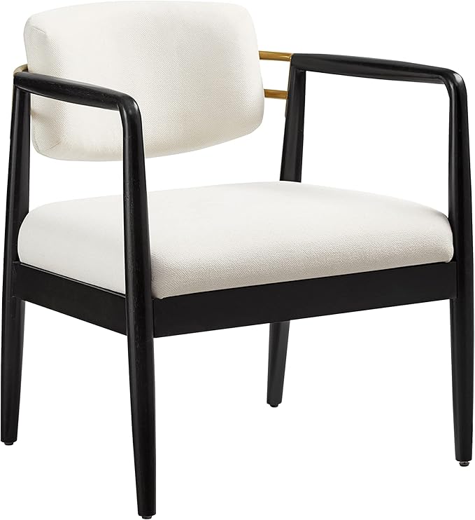 Ball &amp Cast Modern Accent Chair Upholstered Club Chair Comfy Side Armchair with Wooden Frame Ivory
