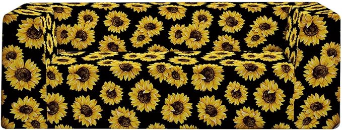 Loveseat Sofa Boneless Couch in a Box with Sunflowers Print Small Couch for Small Spaces High-Resiliency Memory Foam No Assembly Required for Living Room Bedroom Office