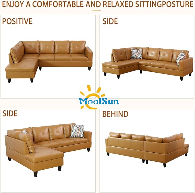 L-Shaped Combination Sofa Set Luxurious Synthetic Leather Living Room Sofa Suitable for Living Rooms Bedrooms Apartments and Offices