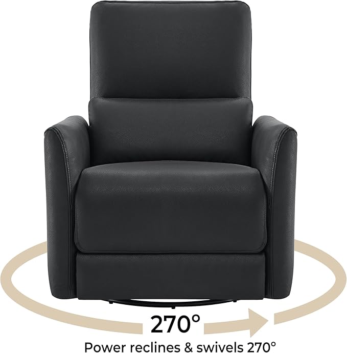 CHITA Power Recliner Chair Swivel Glider FSC Certified Upholstered Faux Leather Living Room Nursery Reclining Sofa Chair with Lumbar Support Black