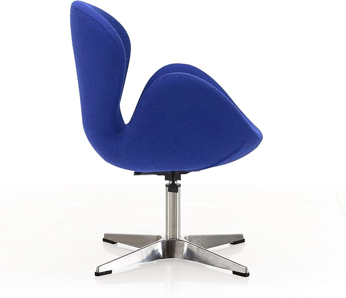 Manhattan Comfort Raspberry Adjustable Swivel Accent Chair Set of 2 with 360° Turn Polished Chrome Base Modern Retro Design Ideal for Living Room and Home Office Set of 2 Blue