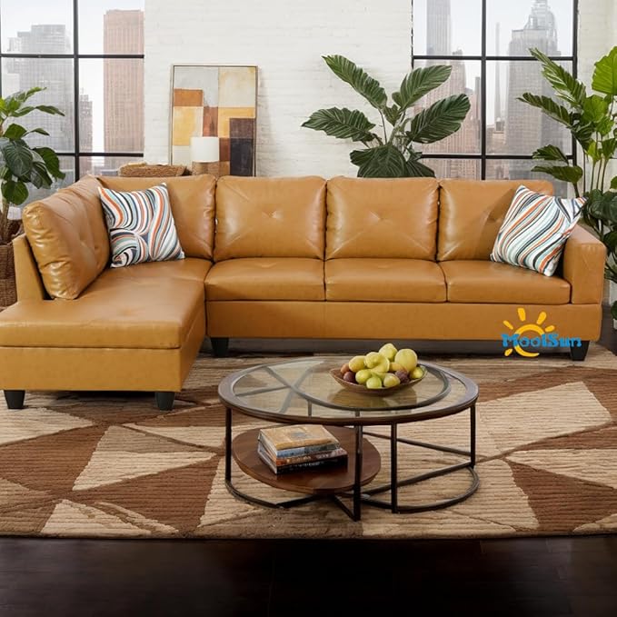 L-Shaped Combination Sofa Set Luxurious Synthetic Leather Living Room Sofa Suitable for Living Rooms Bedrooms Apartments and Offices
