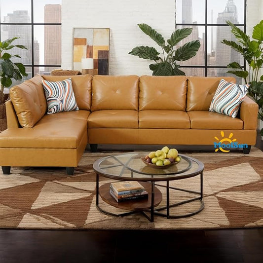 L-Shaped Combination Sofa Set Luxurious Synthetic Leather Living Room Sofa Suitable for Living Rooms Bedrooms Apartments and Offices