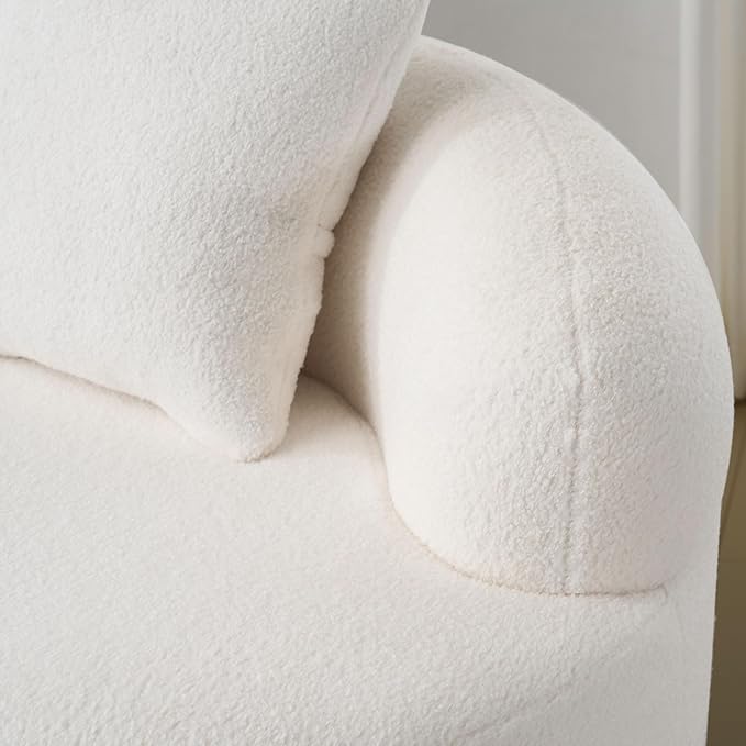 66.93 Curved Loveseat 2 Seater Foam Sofa Plush Teddy Round Couch Cloud Sofa Deep Seat Love Seat with 2 Pillows Modern Boneless Compression No Assembly Comfy Small Couches for Small Spaces (White)