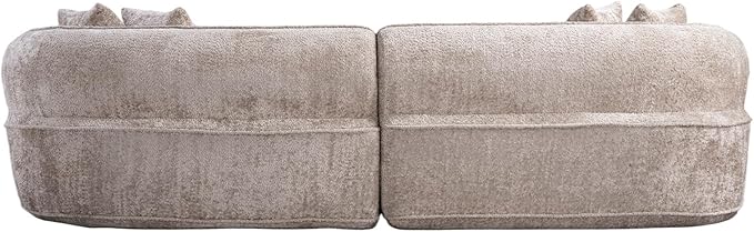 114-Inch Curved Boneless Sofa Couches Compressed 4-Seat Foam Couch for Living Room Bedroom Boneless Modular Cloud Sofa Curved Floor Couch with 4 Pillows No Assembly