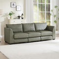 HEAH-YO 91 Inch Modular Sectional Sofa 3-Seater Sectional Couch with High Density Foam Comfy Cloud Couch for Living Room PU Green