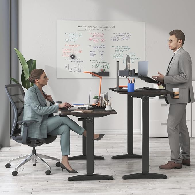 Furmax Electric Height Adjustable Standing Desk Large 40 inch Sit Stand up Desk Home Office Computer Desk Memory Preset with T-Shaped Metal BracketCarbon Black
