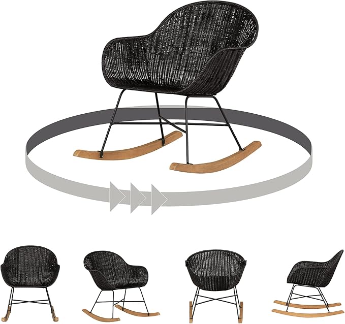 South Shore Balka Rocking Chair Black Rattan Bohemian Harmony