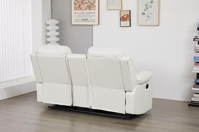 Faux Leather Manual Reclining Loveseat with LED and Console with SubWoofer