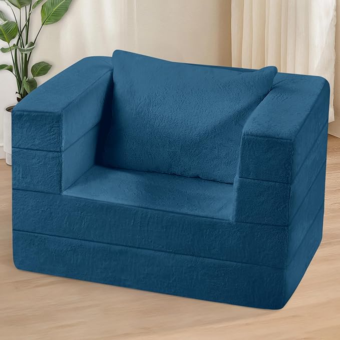 Futon Sofa Bed with Pillow 3-in-1 Sleeper Sofa Bed with Removable Cover Convertible Floor Sofa Bed No Assembly Boneless Couch for Living Room Bedroom