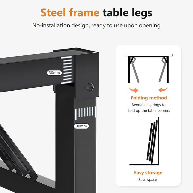 DlandHome Folding Table Computer Desk 31.5x15.7inch Small Desk Computer Desk Workstation Table for Home Office Black Desk DCAND-AC5-8040-BlackB