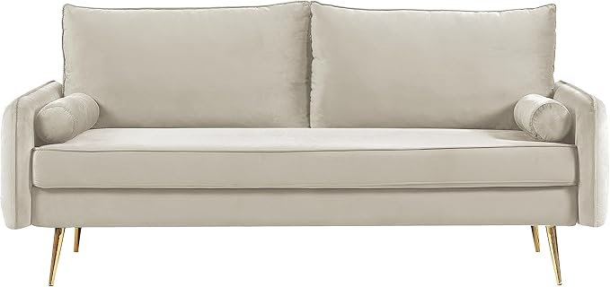 Kent Modern Sofa European Style Velvet Living Room Furniture with Tapered Legs Vintage Flair and Sleek Design Couch Ivory