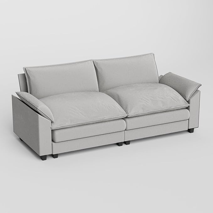 JUMMICO 79” Sectional Sofa Modern Deep Couch Loveseat Chenille Fabric Modular Sofa Sleeper Comfy for Living Room/Bedroom/Apartment (White Loveseat Sofa)